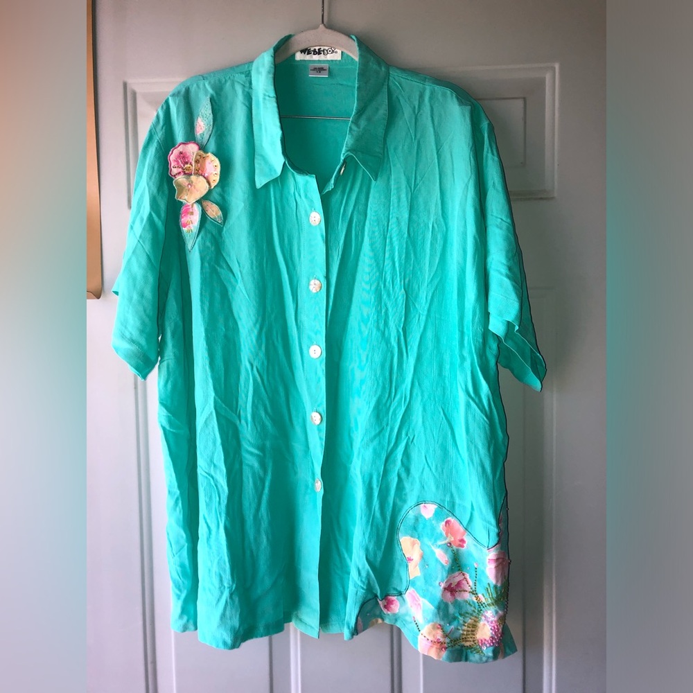 We Be Bop appliquéd/beaded top size 1X